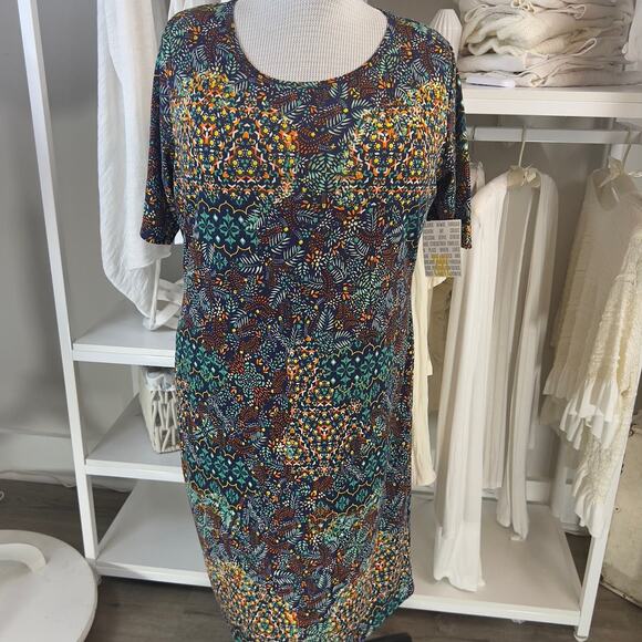 Lularoe Plus size 3X Julia, tee shirt dress, floral, ditsy print, casual, #1958 - Picture 1 of 7